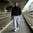 thumbnail image 5 of Resicozy Mens Baggy Sweatpants Wide Leg Streetwear Casual Lounge Pants Drawstring Elastic Waist Solid Sweat Pants with Pockets Light Gray L, 5 of 9