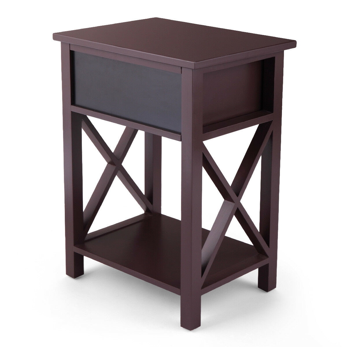 Kepooman Night Stand Set of 2, Bedside Sofaside Table End Table w/ Storage Drawer - Brown Kepooman Night Stand Set of 2, Bedside Sofaside Table End Table w/ Storage Drawer - Brown