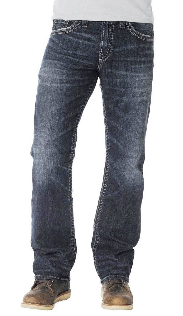 Silver Jeans Denim Mens Nash Straight Whiskered Dark Wash M22434SMC409 ...