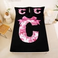 thumbnail image 3 of Erosebridal Floral Bow Letter C Bed Sheets for Girls, Pink Initial Ribbon King Sheets, 4 Pieces, 3 of 6