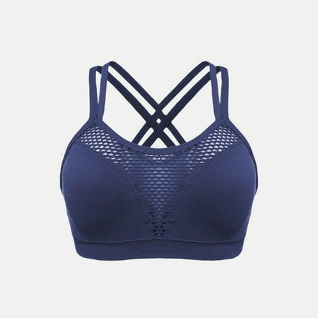 Value for Money Women s Fashion Solid Color Sports Bra Thin Belt Shockproof Underwear Christmas Deals|Nylon Spandex Navy Sopatenor