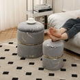 thumbnail image 7 of Falvinoryn Round Grey Velvet Storage Ottoman Upholstered Vanity Stool Chair Foot Rest ,Pack of 2, 7 of 7