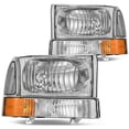 thumbnail image 1 of DWVO Conjunto de faros delanteros compatibles con Ford F-250 F-350 F-450 F-550 Super Duty/2000-2004 Ford Excursion Pickup Truck Lámparas de señal carcasa cromada lente transparente reflector ámbar, 1 of 1