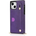 thumbnail image 6 of for iPhone 15 Case with Card Holder for Women, Phone Case Crossbody with Wrist Strap & Removable Adjustable Shoulder Lanyard Cover for iPhone 15 KB Purple, 6 of 18