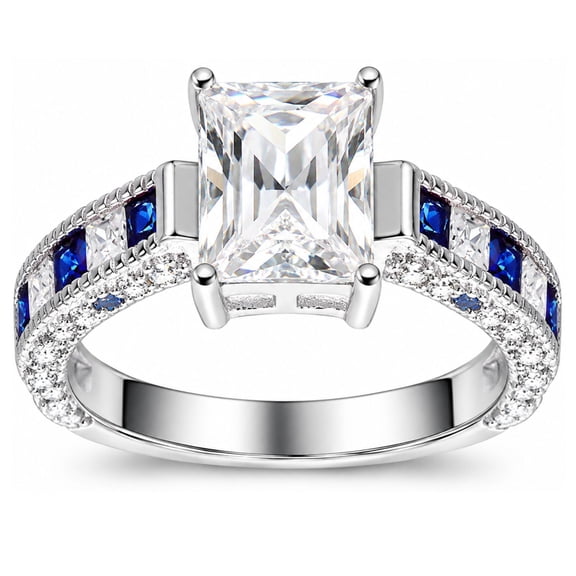 Katharina Emerald Cut Engagement Ring for Women Sterling Silver CZ Ginger Lyne Collection Size 5