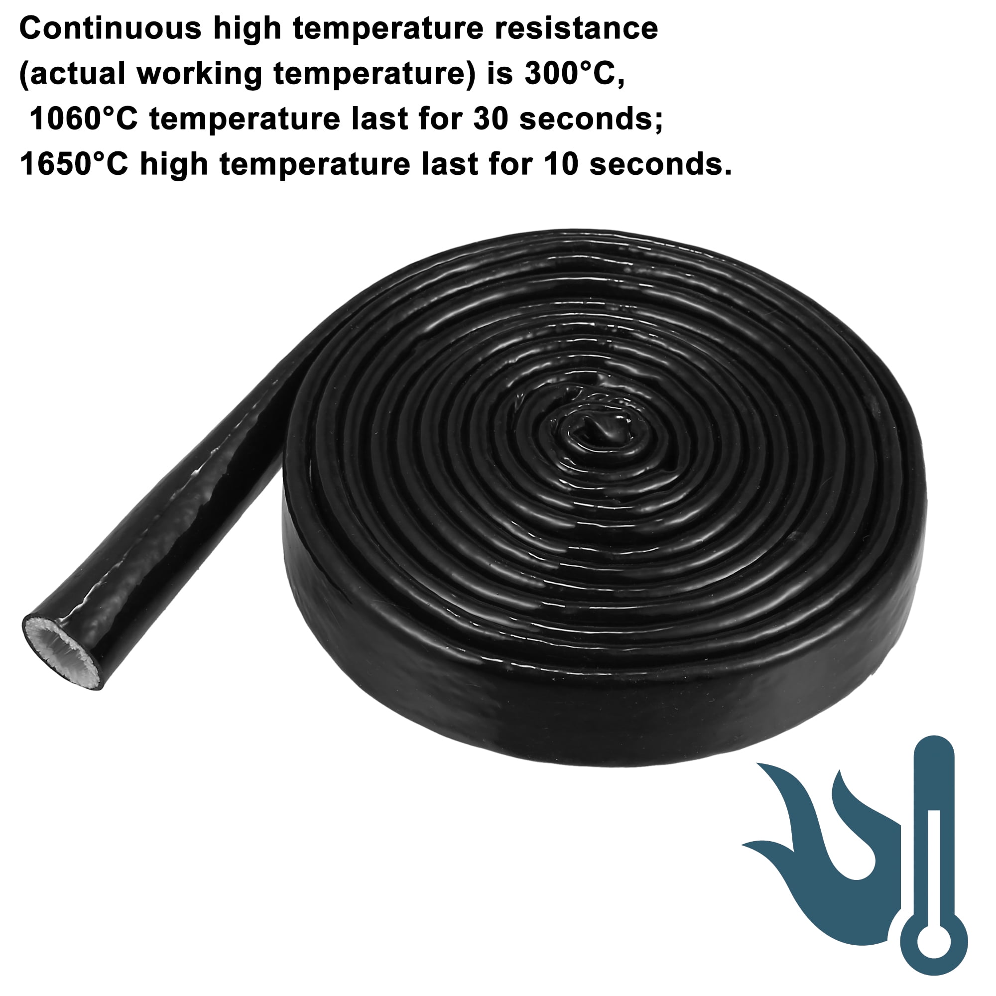 5/8" IDx10FT Heat Shielded Fire Sleeve Silicone Coated Fiberglass Tape for Automotive Hose Lines Wires Electrical Wiring