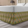 thumbnail image 1 of African Bed Skirt, Funky Folk in Geometric Diagonal Stripes Earth Tones Repetition, Elastic Bedskirt Dust Ruffle Wrap Around for Bedding Decor, 4 Sizes, Pale Coffee Beige and Green, by Ambesonne, 1 of 2