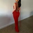 thumbnail image 6 of Wycnly Dresses for Women 2025 Sexy Spaghetti Strap Basic Bodycon Night Party Club Dresses Sleeveless One Line Neck Solid Summer Maxi Casual Dress Red S Clothes, 6 of 7
