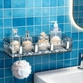 thumbnail image 6 of FAMTKT Bathroom Shelf, No Drill Wall Mounted Organizer, 12x6 inch Shower Caddy Rack with Adhesive, Storage Shelf for Shampoo Soap Toiletries, 6 of 7