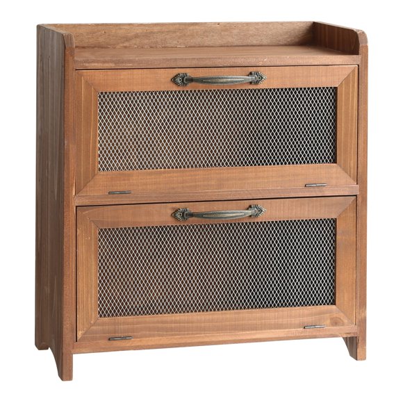 COLLECTIVE HOME - 2 Tiered Storage Cabinet, Countertop Cabinet, Wood Organizer for Kitchen Living Room Bedroom Office, 15.75 x 14.5 x 6.5 (no Pattern