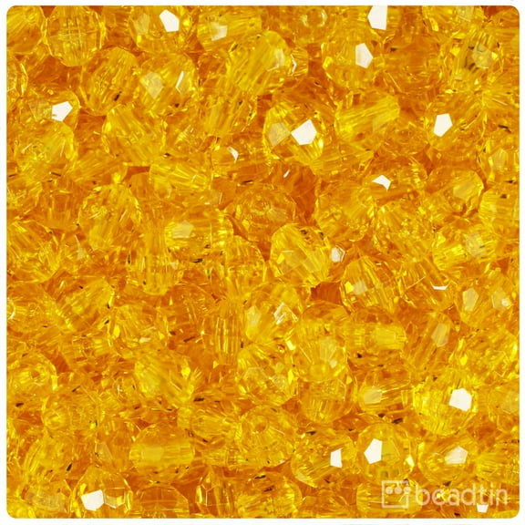 BeadTin Dark Yellow Transparent 8mm Faceted Round Craft Beads (450pcs)