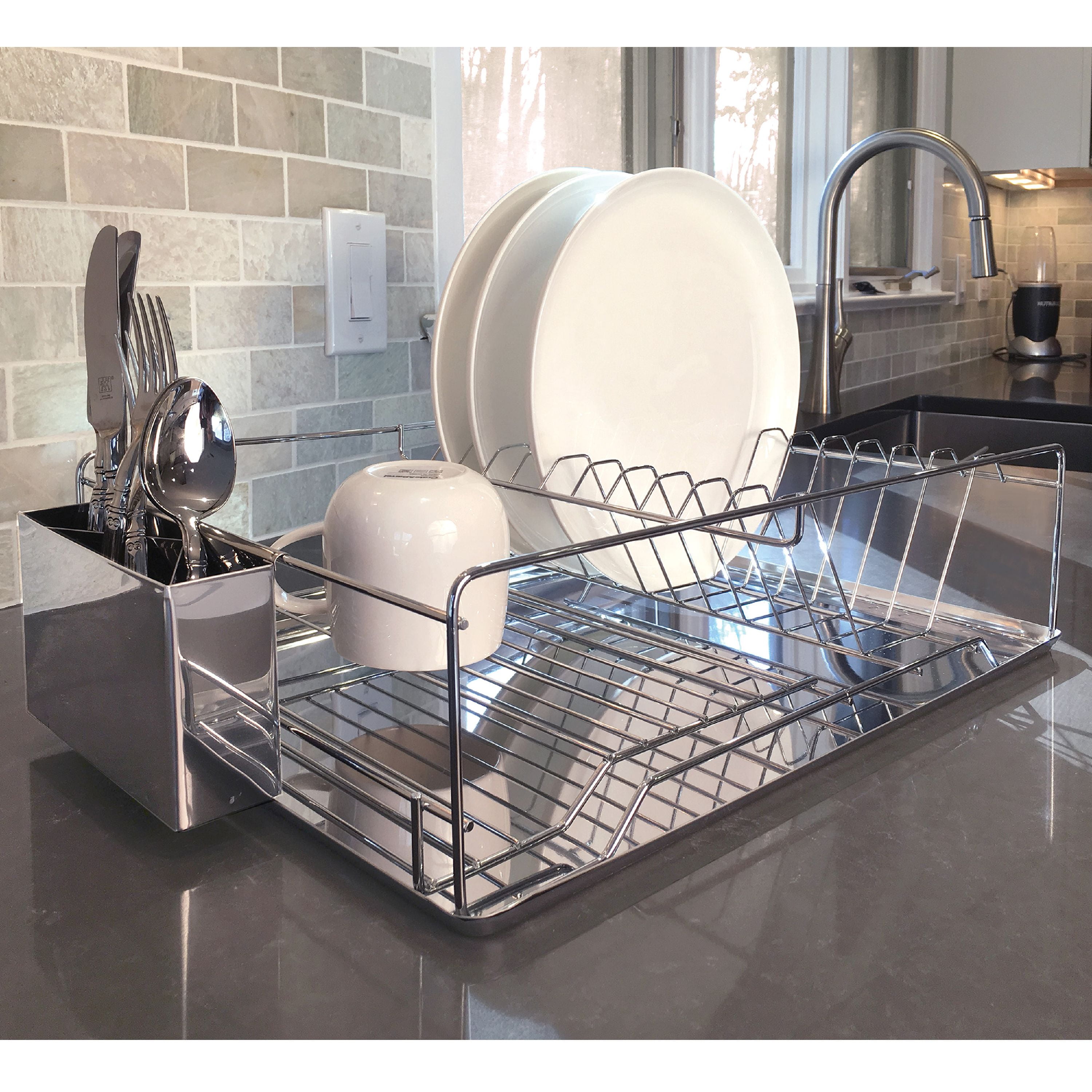 Modern Kitchen Stainless Steel 2-Tier Dish Drying Rack and Draining Two Tier Stainless Steel Dish Rack