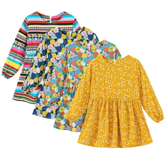 Esaierr Kids Baby Printed Dress Dresses for Girls,Toddler Spring Fall Flower Dress Girls Long Sleeve Cute Floral Dresses Casual A-Line Round Neck Princess Dress,Sizes 1-7T