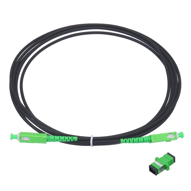 Unique Bargains 1Pcs 9.8Ft Single Mode Simplex OS2 Fiber Optic Cable LSZH SC/APC-SC/APC Armored Jumper Optical Black with Adapter