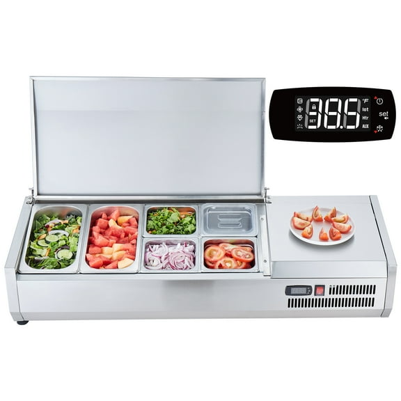 KFFKFF Countertop Refrigerated Salad Pizza Prep Station 135 W Stainless Guard ETL