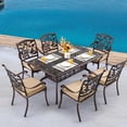 thumbnail image 2 of 7 Piece Strawberry Outdoor Dining Set Cast Aluminum  Patio Dining Set for 6 Includes 59”  Table and 6 Chairs with  Cushions and Umbrella Hole, 2 of 6