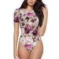 thumbnail image 2 of Fotbe Rose Flowers Women's Crew Neck Short Sleeves Bodysuit Tops Round Neck Slim Sleeveless Soft Comfortable Basic-Small, 2 of 7