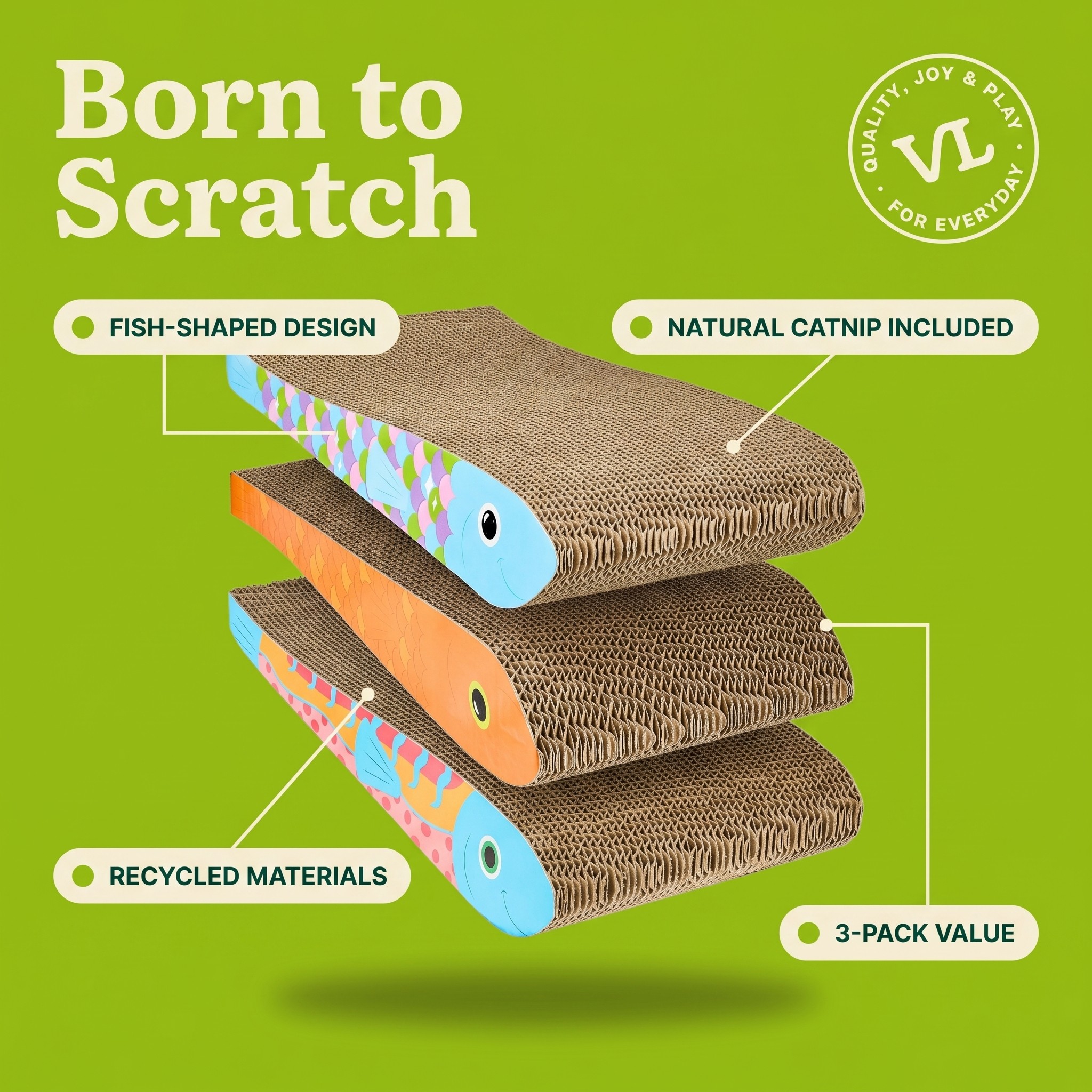 Vibrant Life Fish Cat Scratcher With Catnip, 3 Pack photo 5