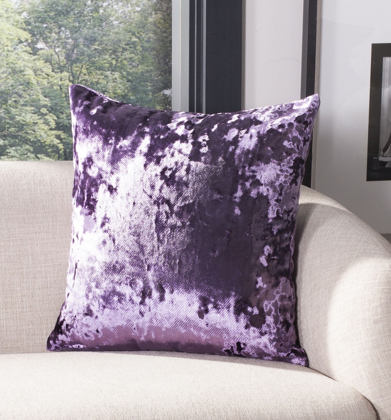Mauve crushed velvet cushions hot sale