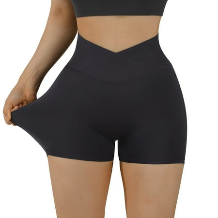 

Womens Maternity Yoga Shorts over Belly Women Waist Lifting Workout Waisted Shorts High Shorts Biker V Yoga Shorts
