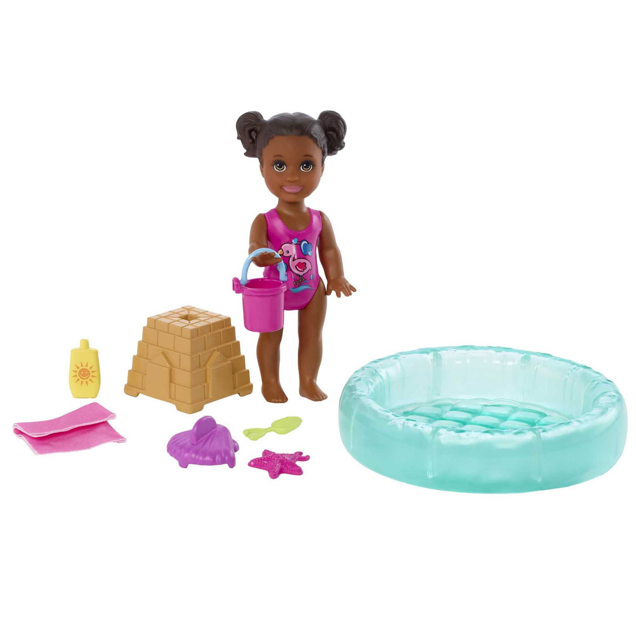 Barbie Skipper Babysitters Inc Pool Set with Brunette Toddler Doll Pool Accessories Walmart