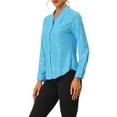 thumbnail image 4 of INSPIRE CHIC Women's Stand Collar Long Sleeve Metallic Stars Shirt XS Light Blue, 4 of 6