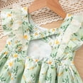 thumbnail image 4 of ITSAME Dresses for Girls, Waist-Cinching Floral Print Ruffled Sleeveless Summer Fashion Casual A-Line Dress Green 6-7T, 4 of 7