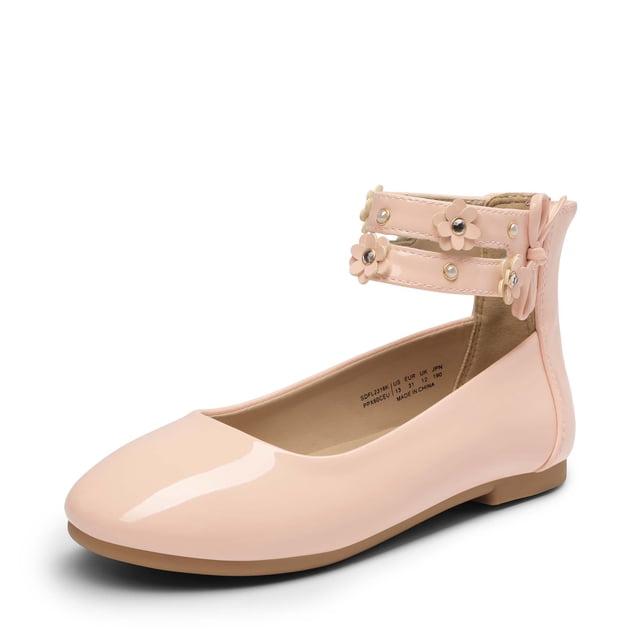 Women's Rhinestone & Pearl Ballet Flats – Buckle Strap Mary Jane Shoes, Round Toe, Leather