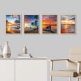 thumbnail image 3 of PixonSign Framed Wall Art Vibrant Sunset Tropical Ocean Beach Horizons Prints, Set of 4 Sea Landscape Wall Decors, Nature Wall Décor, Adhesive Canvas Poster, Modern Home Artwork - 11"x14" Natural, 3 of 5