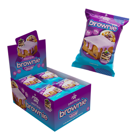 Blueberry Cobbler, 12 Count Prime Bites Protein Brownie with 19g Protein and 5g Collagen