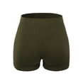 thumbnail image 3 of A2Y Women's Lightweight Short Length Fitness Workout Seamless Ribbed Biker Shorts Deep Olive 1X2X, 3 of 5