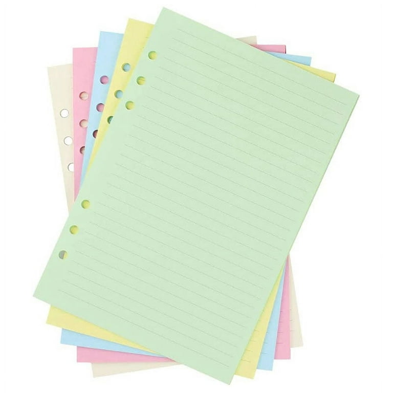A5 6 Ring Planner Accessories (Refill Paper Lined, 5 Colorful Index  Dividers, 2 Pieces Loose Leaf Pockets, 160 Pieces Color Label with Ruler)  for 6