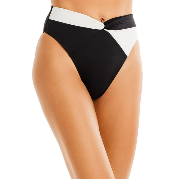L*Space Color-Block Nancy Lee Bitsy Bikini Bottoms, Black/White, Small