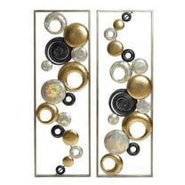 LuxenHome Set of 2 Multi-Color Abstract Metal Wall Decor Wall Art Accent Hanging Wall Sculptures