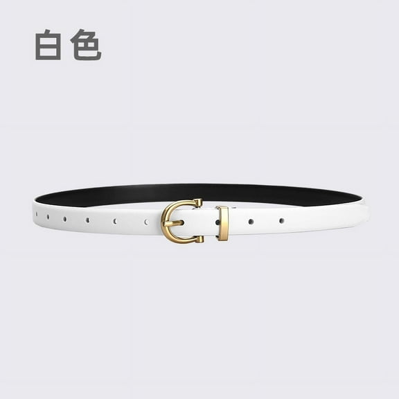 Skinny Women Leather Belt for Dresses Thin Waist Belt for Jeans Pants with Gold Buckle,width 0.7"