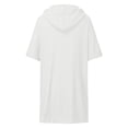 thumbnail image 5 of Women's 2025 Summer Oversized Short Sleeve Drawstring Hoodie Knit Side Slit Tunic Tops with Pocket, 5 of 5