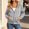 thumbnail image 4 of Women's Oversized Full Zip Hooded Sweatshirt Soft Fleece Lined Hoodie Jacket with Pockets Casual Daily Outerwear for Fall Winter Gray, 4 of 9