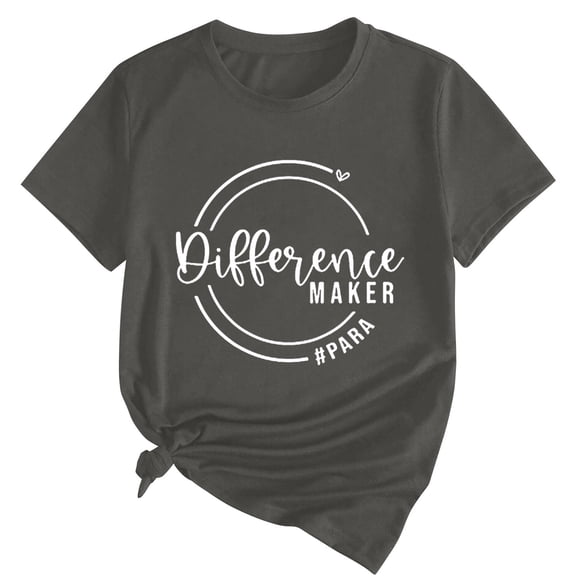 Women's Short Sleeve T-Shirt Clearance Women Cotton T Shirt Women's Difference Maker Para Printed T Shirt Cotton Round Neck Casual Short Sleeves
