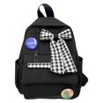 thumbnail image 2 of BESEW7 Nylon Plaid Bowknot Preppy Style Backpack, Lightweight Cute Daypack for Travel Daily Commute with Side Pockets Black, 2 of 8