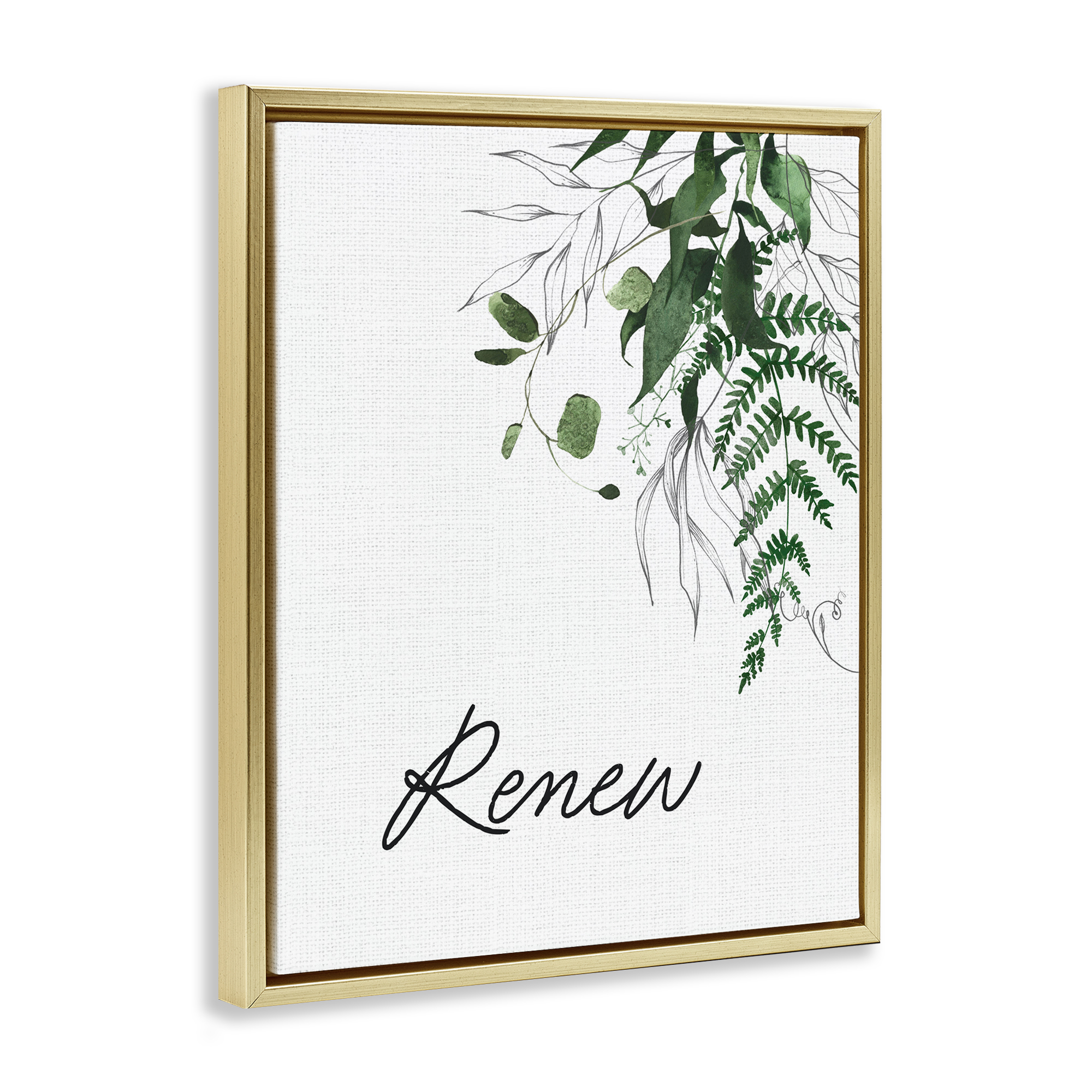 Renew Ferns & Botanicals Gold Framed Floater Canvas Wall Art, design by Lettered and Lined