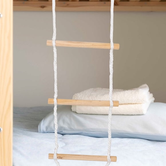 YOSADIER 1Set Bunk Ladder for Dorm with Wooden Round Logs and Cotton Rope for Families and Students Use