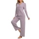 thumbnail image 4 of Pijamas de mujer Inspire Chic, conjuntos de pijama de manga corta con botones y pantalones, color púrpura, 4 of 6