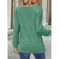 thumbnail image 2 of SHIBEVER Women Tops Fall Casual Loose Fit Long Sleeves Blouses Fashion Dressy Square Neck Soild Green Shirts for Women Clothes Size S, 2 of 5