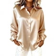 thumbnail image 2 of NTACZA Silk Womens Going Out Tops Work Business Casual Blouse Loose Button Down Satin Summer Shirts for Women M, 2 of 5