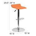 thumbnail image 5 of Flash Furniture Dax Contemporary Orange Vinyl Adjustable Height Barstool with Solid Wave Seat and Chrome Base, 5 of 11