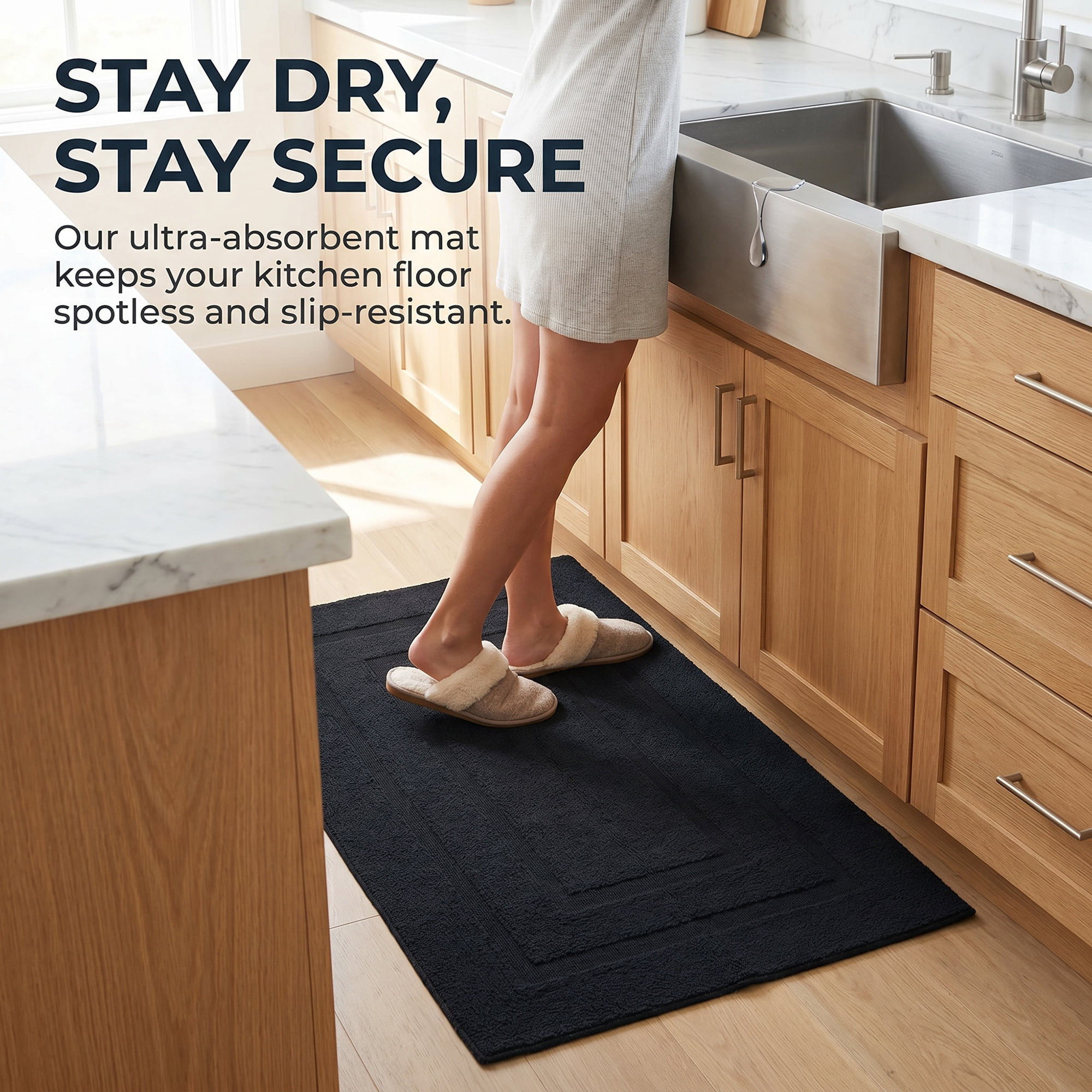 Unique Bargains Geometric Resistant Polypropylene Non Slip Waterproof Mat Black 35" x 24"