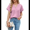 thumbnail image 1 of Camisas de Corta para Mujer, Cuello en V, Cuello Abotonado, Blusas Rosas Talla S, 1 of 9