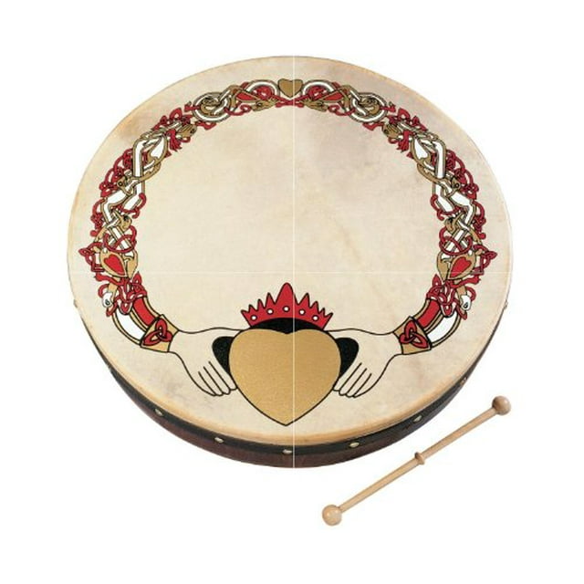 Waltons Bodhrn 8 Pouces (Claddagh) - Instrument Irlandais Fait Main - Ton Frais et Musical - Batteur en Bois Dur Inclus avec Achat