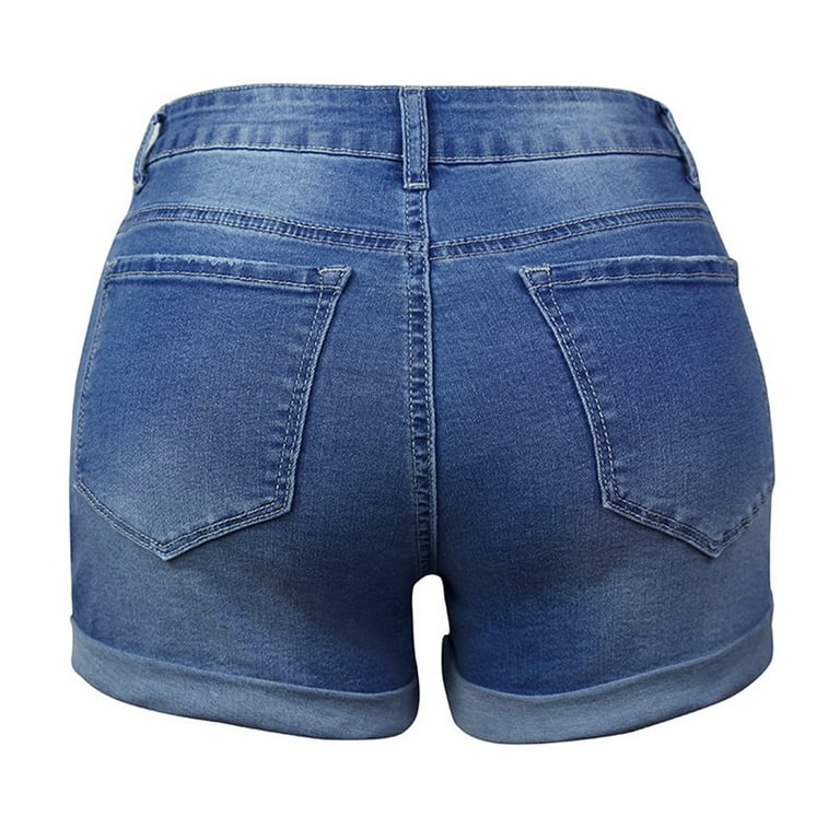 Women Summer Pants Jeans High Waist Slim Hole Shorts Pants With Pockets Women's  Ski Pants Short Nails for Women Short 