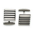 thumbnail image 1 of Stainless Steel Polished Black Rubber Princess Square Cufflinks; for Adults and Teens; for Women and Men, 1 of 3